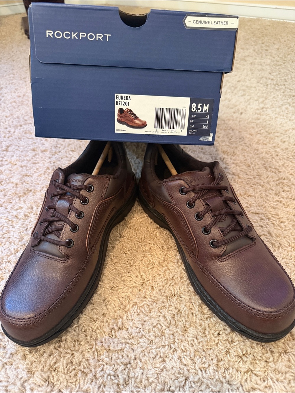Rockport Brown Leather Lace-Up Oxfords